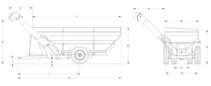 Demco Dual Auger Grain Cart | Model 1700 | 1000 RPM PTO | Tongue Weight 6500 Lbs | Horsepower 350 HP | For Tractors