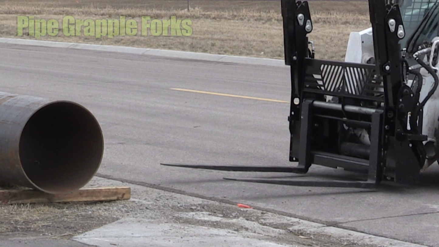 Erskine Pipe Grapple Forks | Frame Width 58" inches | Fork Length 48" inches | For Skid Steers