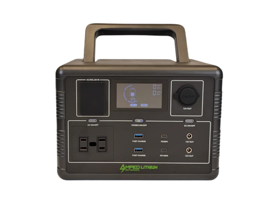 Amped Outdoors Portable Power Station | Model AO-600W | Rated Capacity 560Wh | Battery Capacity 22.4V (25AH)