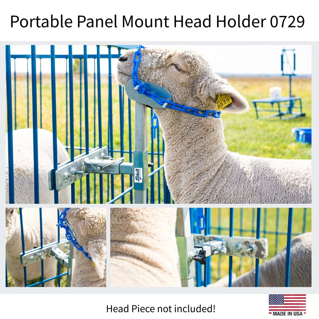 Sydell Portable Panel Mount Head Holder | #0729 | Panel-Mounted Animal Restraint | For Sheep & Goats