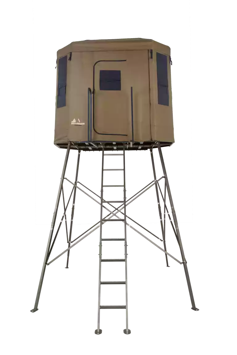 Millennium Treestands Q180 Buck Hut 180 Hunting Blind | Model Q-180-00 | 180° View | 750 lbs Capacity | Tower Stand