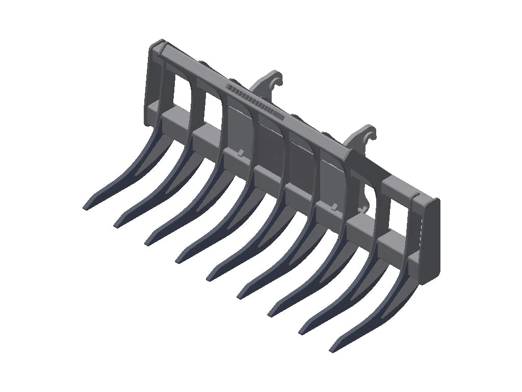 TAG Rake | Heavy Duty Tine | 24" Width | Rake Weight 300 lbs | Grapple-Ready Design | 4–6 Ton | For Compact Excavators