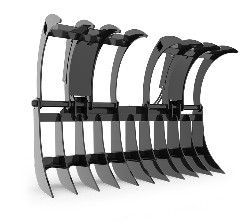 HLA ATTACHMENT 66, 78, 88 AND 96" ROOT RAKE GRAPPLE WITH SKIDSTEER MOUNT