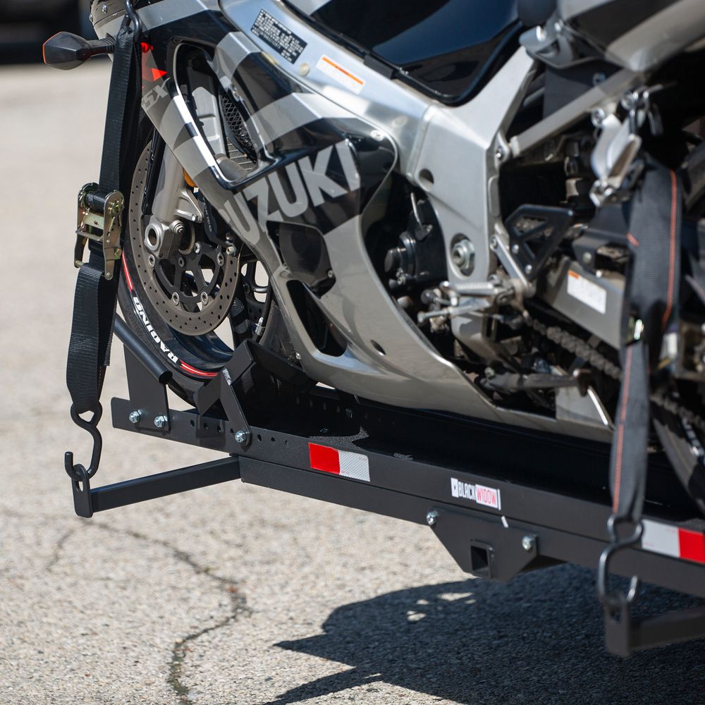 Black Widow RV Motorcycle Carrier | Model RV-MC-CARRIER | Length 80" | Capacity Up To 600 lb | For RV 2" & 2.5" Hitch Receivers