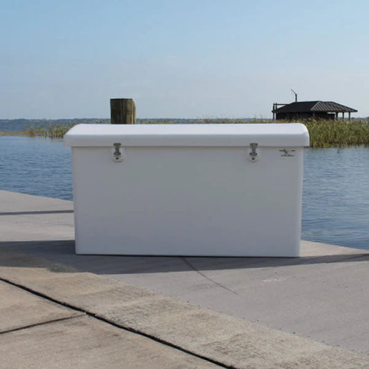 RIO MARINE CUSTOMS | Dock Box | Rough Water | Model RWDB90 | 96" W x 29" D x 33" H | Commercial-Grade Storage | For Marine Storage