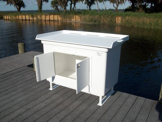 RIO MARINE CUSTOMS | Rough Water Deluxe Fish Cleaning Station | Model FCS-CAB-LG | 54" W x 32" D | Starboard Surface | Universal Dock