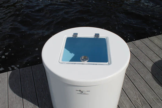 RIO MARINE CUSTOMS | Fiberglass Livewell with Clear Lid | Model RWLW100 | 33.5" D x 33" H | 100 Gallon Capacity | For Commercial Fishing