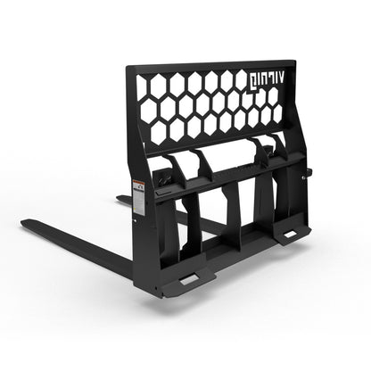 Virnig Rail Pallet Fork: Hex-Guard | Models PFHG4240 To PFHG4862 | Tine Lengths 42” To 72” | Widths 50.5" / 45.5" | Hydraulic Flow 15 To 25 GPM | For Skid Steer