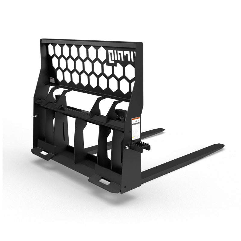 Virnig Rail Pallet Fork: Hex-Guard | Models PFHG4240 To PFHG4862 | Tine Lengths 42” To 72” | Widths 50.5" / 45.5" | Hydraulic Flow 15 To 25 GPM | For Skid Steer