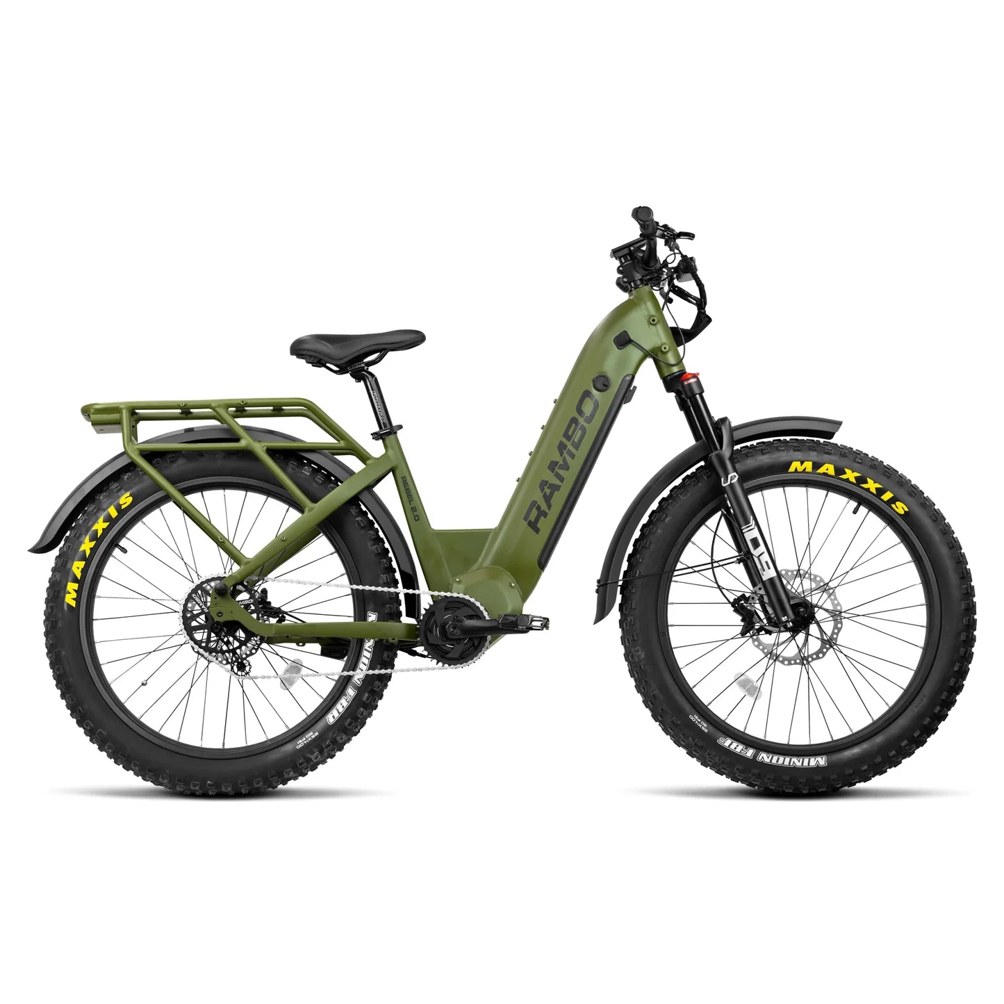 Rambo Electric Bike | Rebel 2.0 SS (Single Speed) | 1000W Bafang Mid-Drive Motor | 48V 15Ah Battery | Up to 32 Miles Range | For Off-Road Adventures