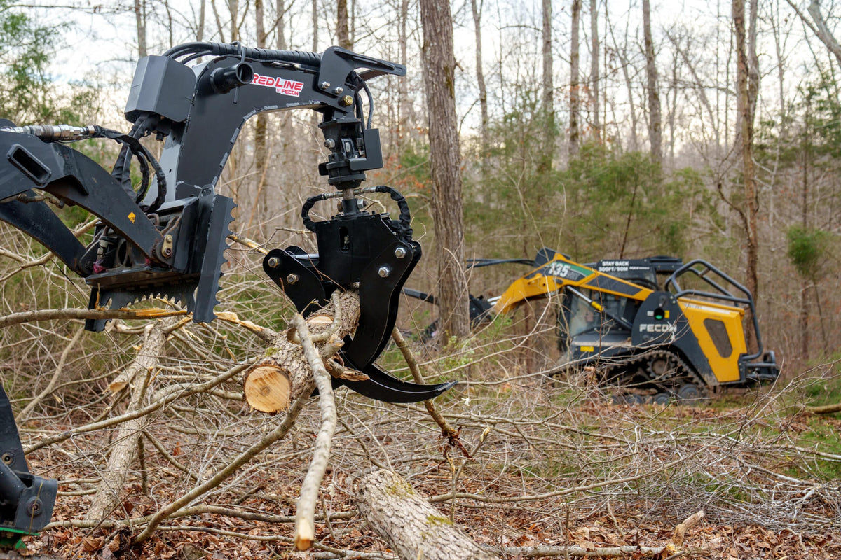 Fecon Red Line Log Grapple | Model LG57 | Opening Width 57" | 10–20 GPM | For Mini Skid Steer