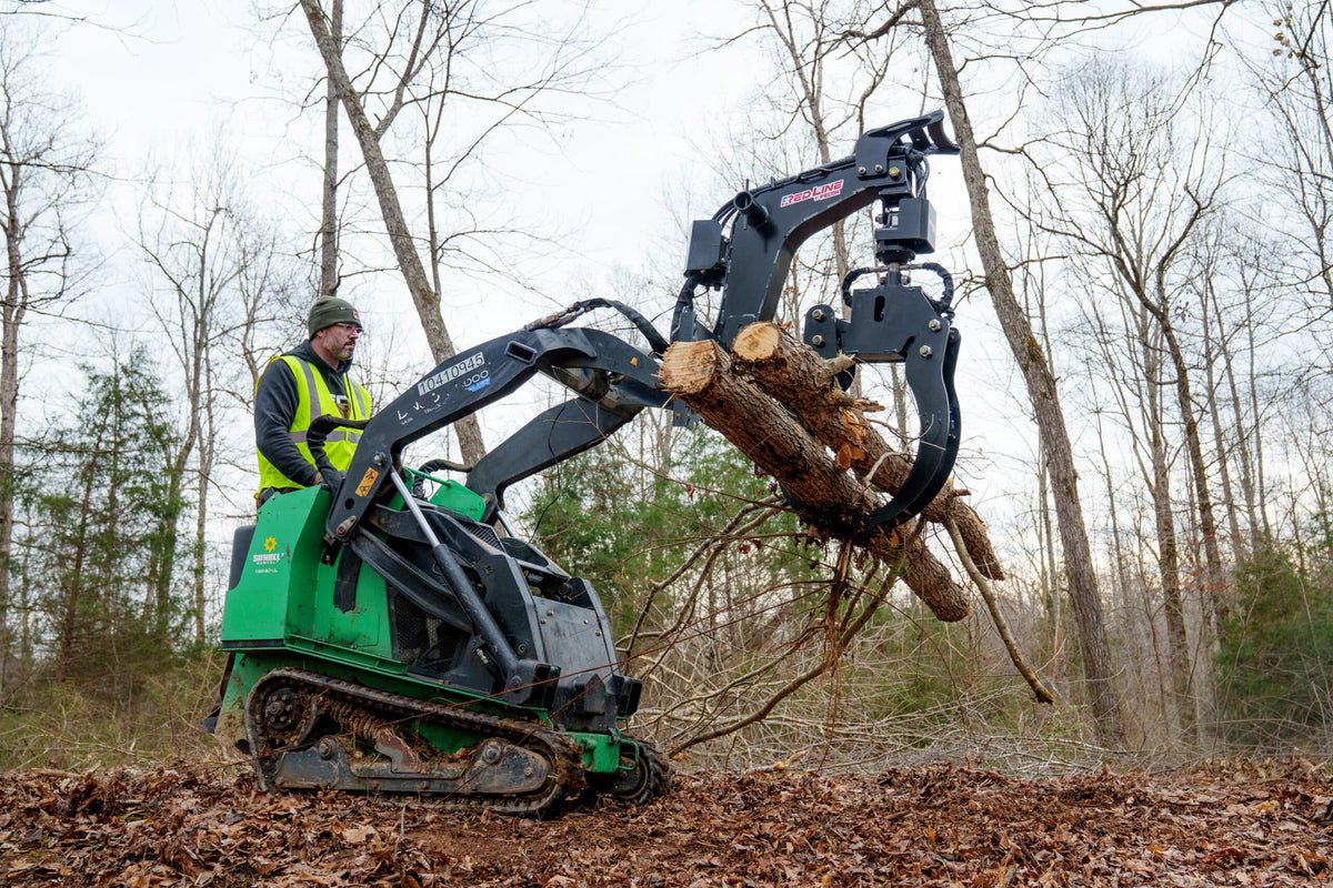 Fecon Red Line Log Grapple | Model LG57 | Opening Width 57" | 10–20 GPM | For Mini Skid Steer
