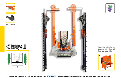 Rinieri Double Sickle Bar Pruning Machine CRL Vision-2 I with Low Shifting | 59"-83" Cutting Width for Tractor