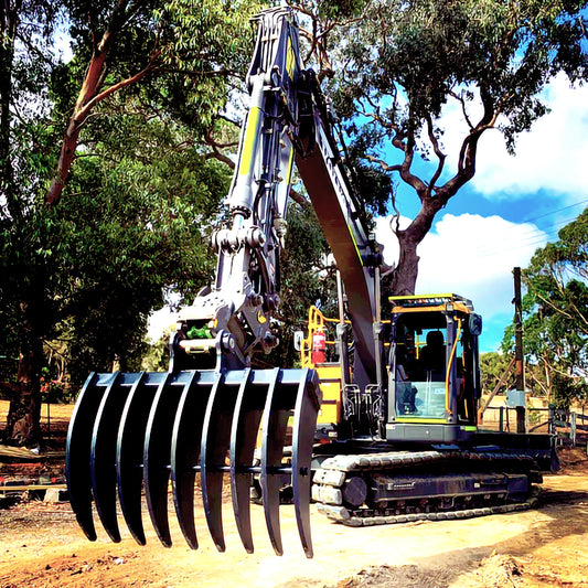 Loflin Fabrication | Frost Tooth 3 Tine Ripper & 36" 42" &  48" Width Double-Sided Root Rake | Heavy-Duty Teeth | For Mini Excavators