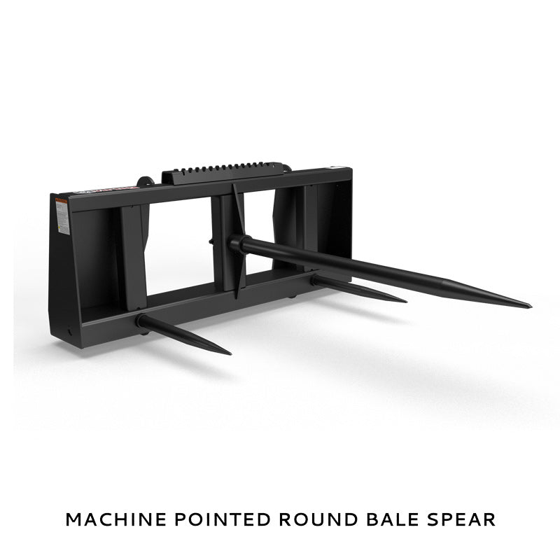 Virnig Hay Handling Machine Pointed Bale Spears | Models BSV48, BFV48, CBV48, SSV48 & BASS66 | Widths 45.5" To 66.5" | Hydraulic Flow 15 To 25 GPM | For Skid Steer