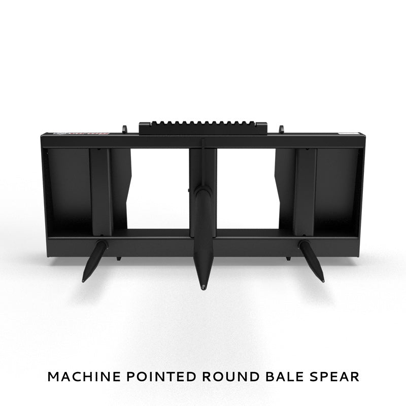 Virnig Hay Handling Machine Pointed Bale Spears | Models BSV48, BFV48, CBV48, SSV48 & BASS66 | Widths 45.5" To 66.5" | Hydraulic Flow 15 To 25 GPM | For Skid Steer