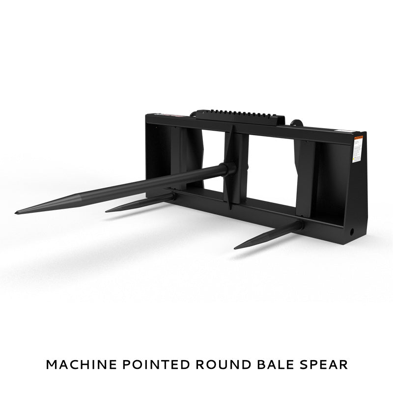 Virnig Hay Handling Machine Pointed Bale Spears | Models BSV48, BFV48, CBV48, SSV48 & BASS66 | Widths 45.5" To 66.5" | Hydraulic Flow 15 To 25 GPM | For Skid Steer
