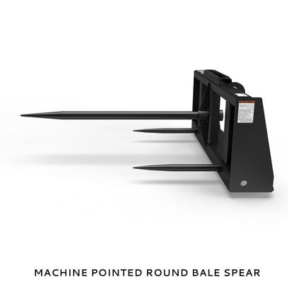 Virnig Hay Handling Machine Pointed Bale Spears | Models BSV48, BFV48, CBV48, SSV48 & BASS66 | Widths 45.5" To 66.5" | Hydraulic Flow 15 To 25 GPM | For Skid Steer