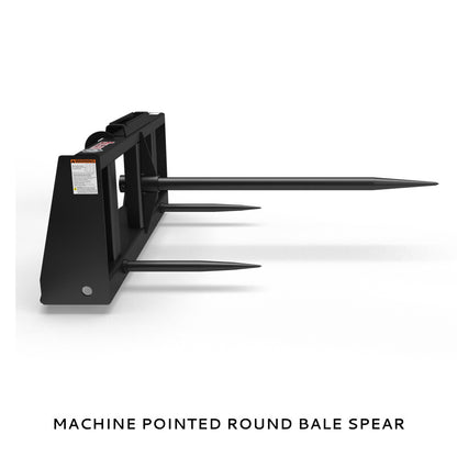 Virnig Hay Handling Machine Pointed Bale Spears | Models BSV48, BFV48, CBV48, SSV48 & BASS66 | Widths 45.5" To 66.5" | Hydraulic Flow 15 To 25 GPM | For Skid Steer