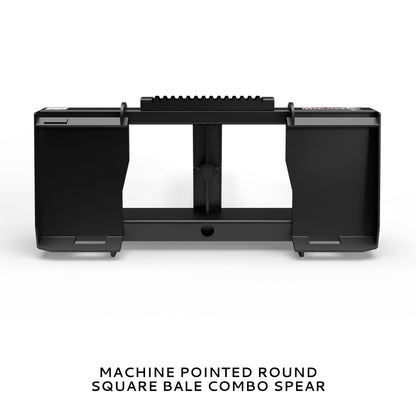 Virnig Hay Handling Machine Pointed Bale Spears | Models BSV48, BFV48, CBV48, SSV48 & BASS66 | Widths 45.5" To 66.5" | Hydraulic Flow 15 To 25 GPM | For Skid Steer