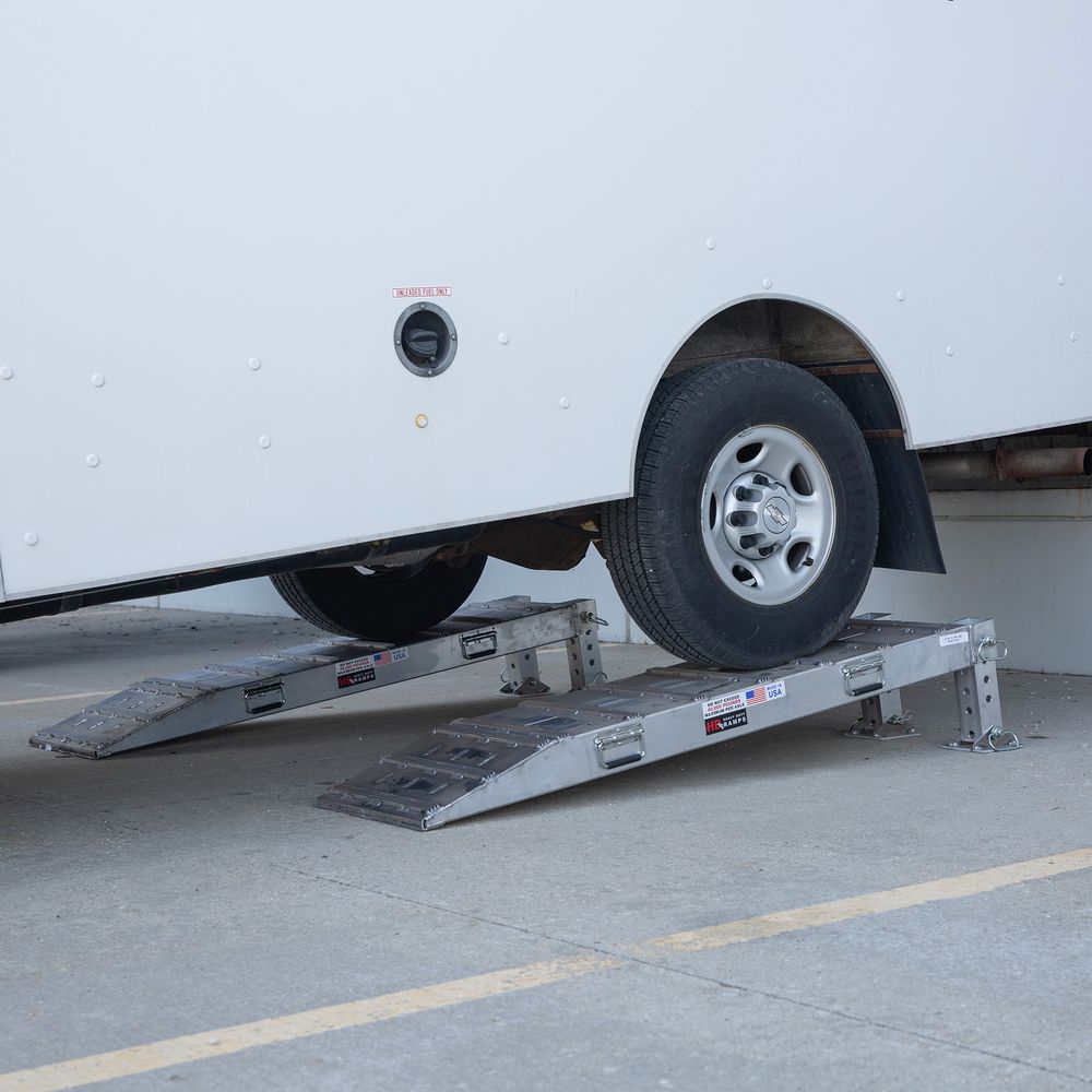 Heavy Duty Ramps Adjustable Wheel Risers | Model S-40-27-090-RISER | Size 90" L x 27" W | 40,000 lb Capacity | Horsepower 23+ HP | For Tandem Dual Wheels & Loading Docks