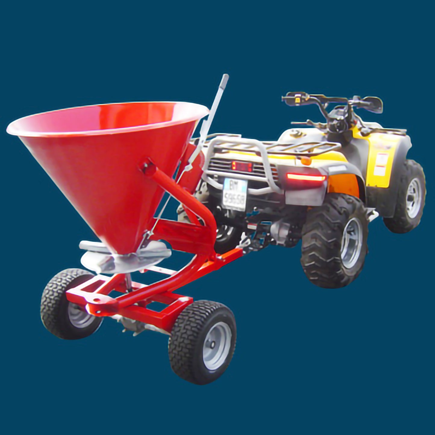 Sundown PTP Pull Type Poly Hopper Spreader | Model PTP-180 & PTP-400 | 44 To 71 Gallon Capacity | 46" Granular Spreading Width | For ATV & Tractor