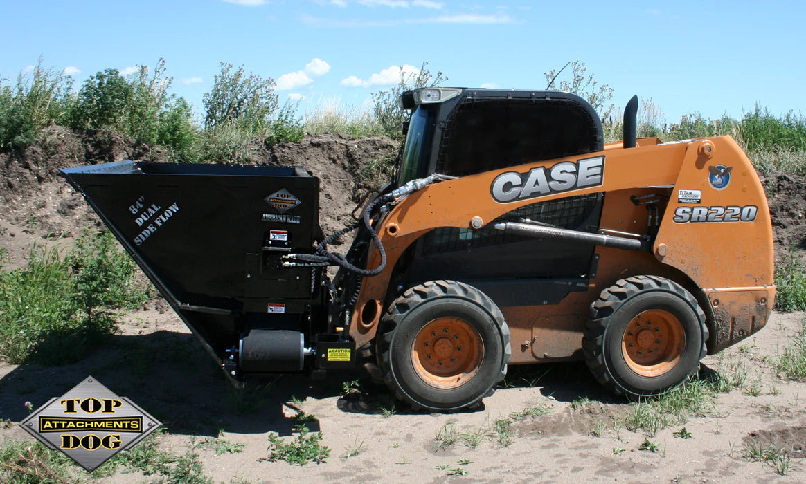 Top Dog Attachments Dual Side Flow Bucket - Light Material | Width: 97” | Capacity: 46 to 55.2 cu. ft | For Skid Steers