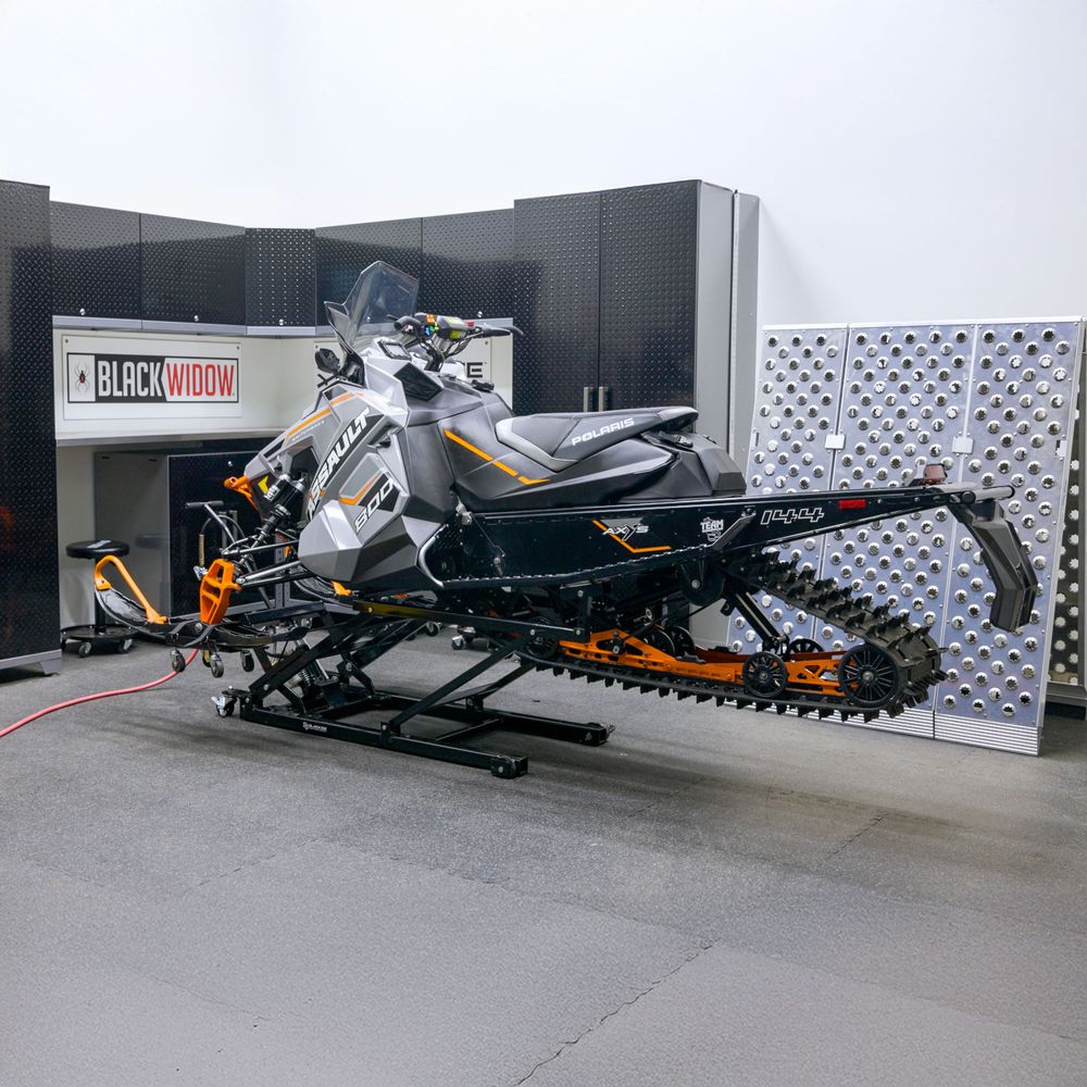 Black Widow Black Ice Air & Hydraulic Snowmobile Lift | Model SNO-5100A | Width 24.75" | 32.5" Max Lift Height | 750 lb. Capacity | For Snowmobile
