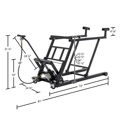 Black Widow Black Ice Air & Hydraulic Snowmobile Lift | Model SNO-5100A | Width 24.75" | 32.5" Max Lift Height | 750 lb. Capacity | For Snowmobile