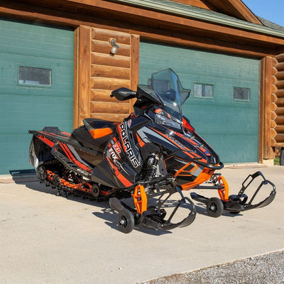 Black Widow Black Ice Drivable Snowmobile Dolly Set | Model SNO-6011 | Width 46.25 Inches | Capacity 1,500 lb | For Single & Dual Carbide Skis