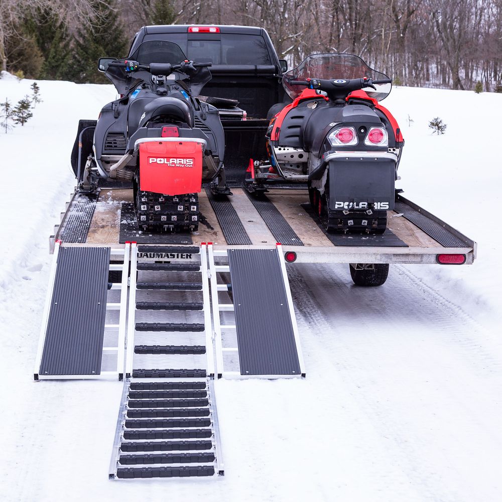Black Widow Black Ice Folding Snowmobile Trailer Ramp System | Models SNO-6054 Series | Size 54" Wide | Capacity 1,500 lb | Horsepower 4 To 90+ HP | For Snowmobiles & Trailers