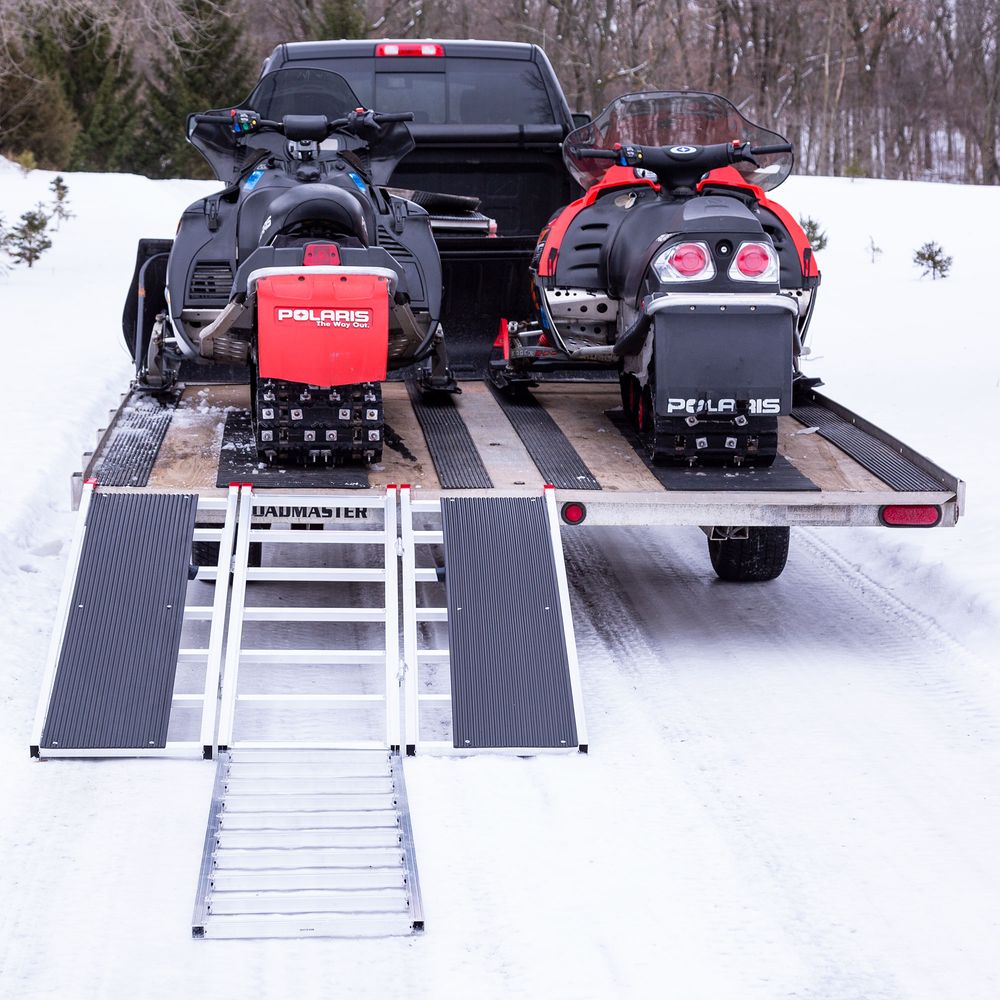 Black Widow Black Ice Folding Snowmobile Trailer Ramp System | Models SNO-6054 Series | Size 54" Wide | Capacity 1,500 lb | Horsepower 4 To 90+ HP | For Snowmobiles & Trailers