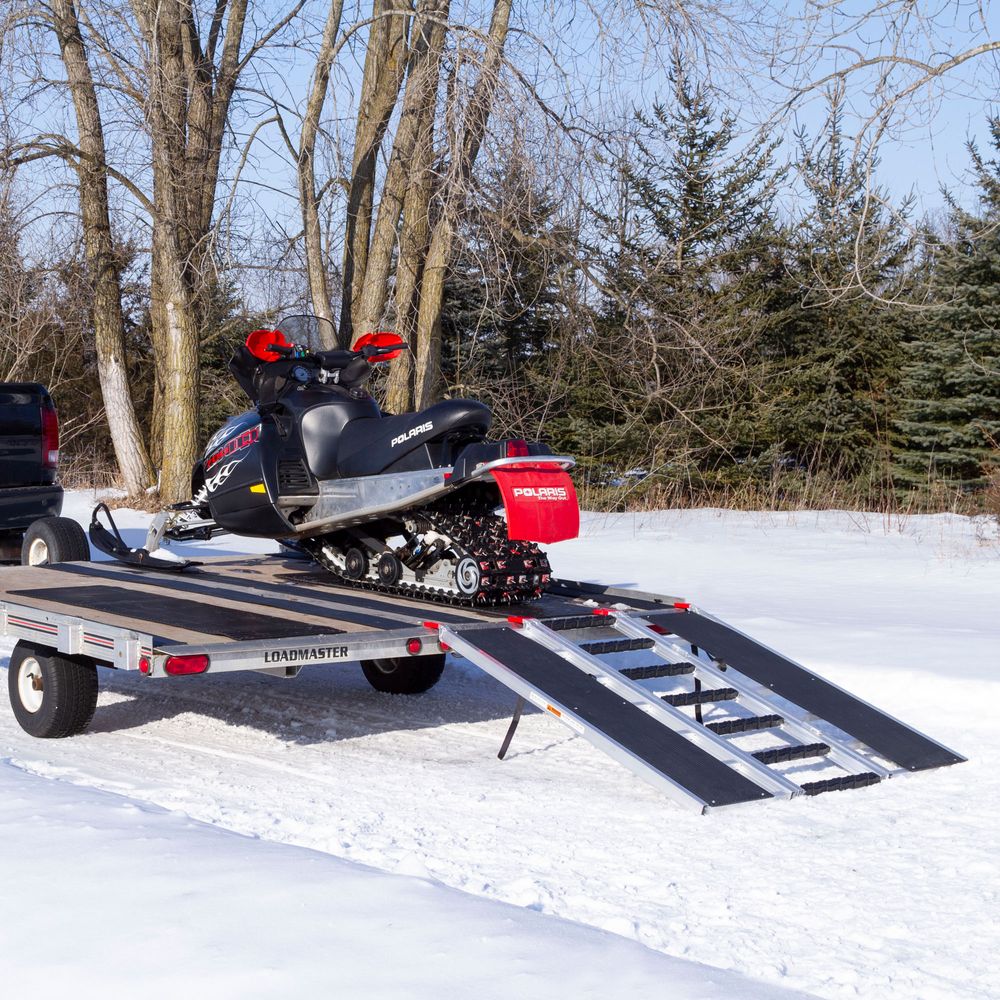 Black Widow Black Ice Folding Snowmobile Trailer Ramp System | Models SNO-6054 Series | Size 54" Wide | Capacity 1,500 lb | Horsepower 4 To 90+ HP | For Snowmobiles & Trailers