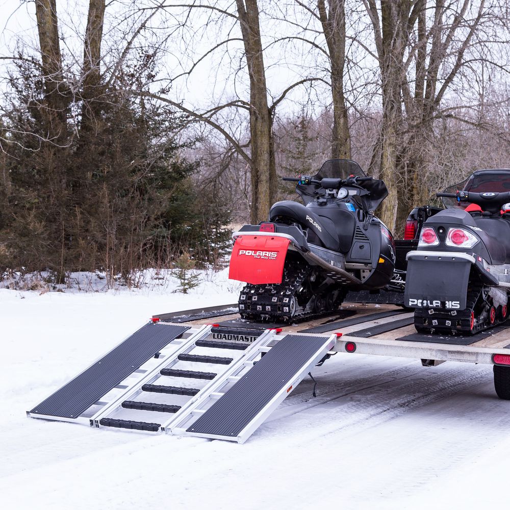 Black Widow Black Ice Folding Snowmobile Trailer Ramp System | Models SNO-6054 Series | Size 54" Wide | Capacity 1,500 lb | Horsepower 4 To 90+ HP | For Snowmobiles & Trailers