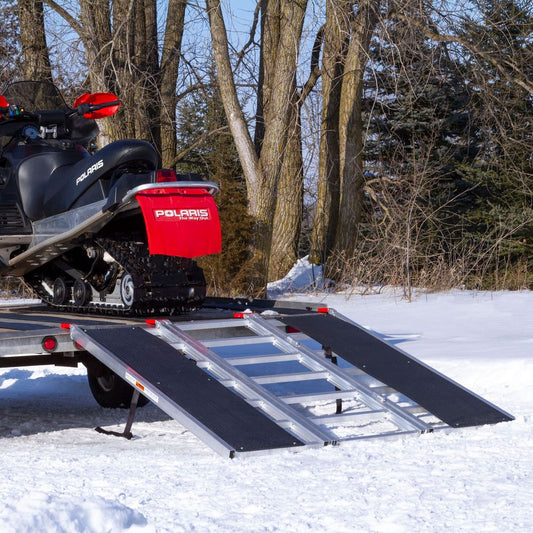 Black Widow Black Ice Folding Snowmobile Trailer Ramp System | Models SNO-6054 Series | Size 54" Wide | Capacity 1,500 lb | Horsepower 4 To 90+ HP | For Snowmobiles & Trailers
