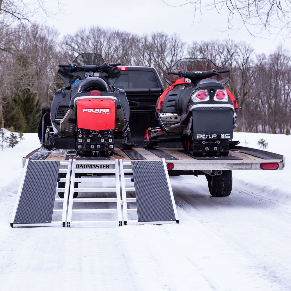Black Widow Black Ice Folding Snowmobile Trailer Ramp System | Models SNO-6054 Series | Size 54" Wide | Capacity 1,500 lb | Horsepower 4 To 90+ HP | For Snowmobiles & Trailers