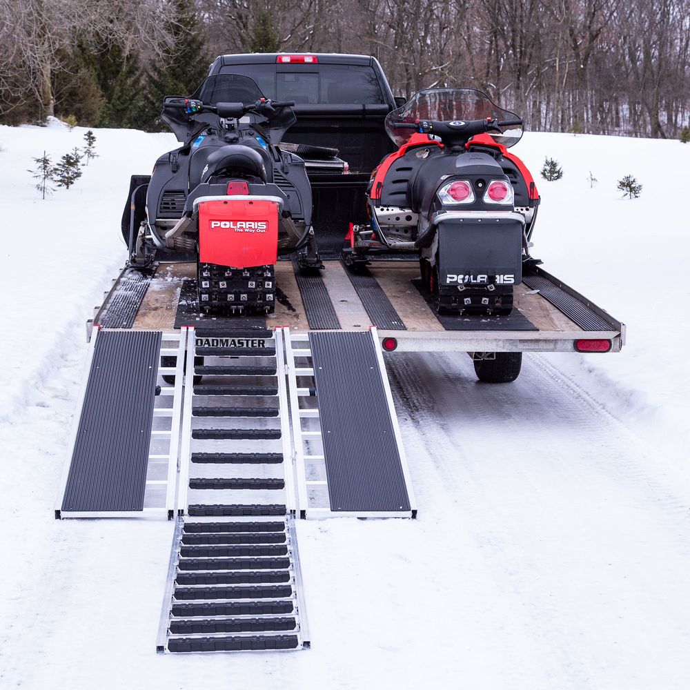 Black Widow Black Ice Folding Snowmobile Ramp | Model SNO-7754-HDXW-EXT-S | 54" Wide | 1,500 lb Capacity | With Extension & Stud Protectors | For Snowmobile Loading