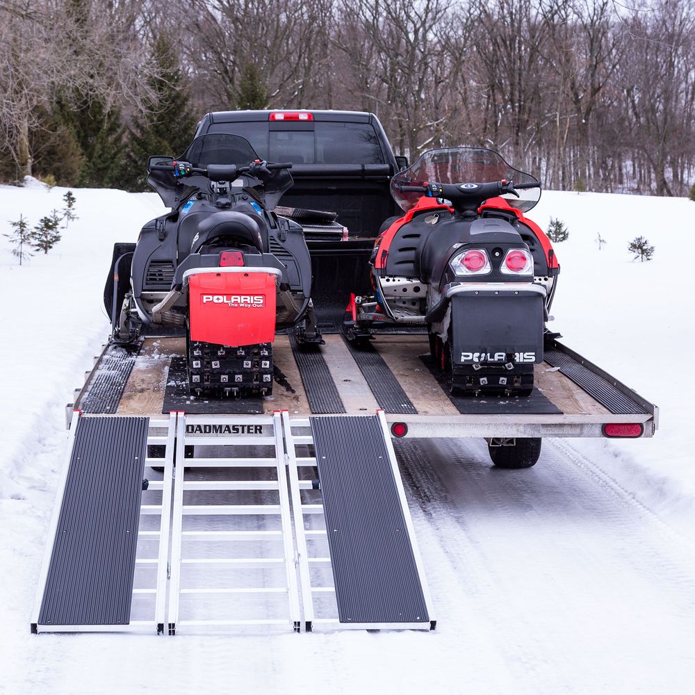 Black Widow Black Ice Folding Snowmobile Ramp | Model SNO-7754-HDXW | 54" Wide | 1,500 lb. Capacity | Lightweight Aluminum | Horsepower 23 HP | For Truck & Trailer Loading