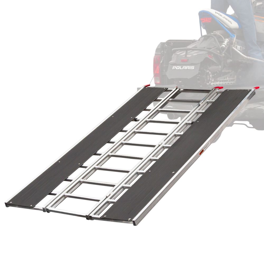 Black Widow Black Ice Folding Snowmobile Ramp W/ Extension | Model SNO-9454-HDXW-EXT | Size 7'10" x 54" | Capacity 1,500 lb | For Snowmobile Truck Loading