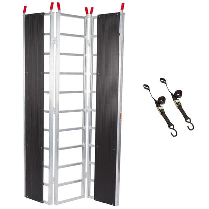 Black Widow Black Ice Folding Snowmobile Ramp W/ Extension | Model SNO-9454-HDXW-EXT | Size 7'10" x 54" | Capacity 1,500 lb | For Snowmobile Truck Loading