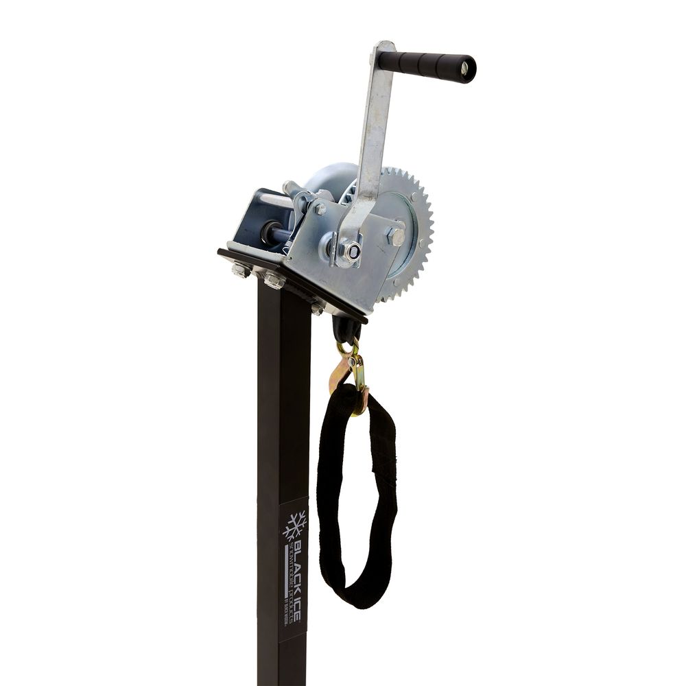 Black Widow Black Ice Snowmobile Lift with Winch | Model SNO-LIFT-WINCH | Base Size 22" x 18.5" | Capacity 700 lb | For Snowmobile