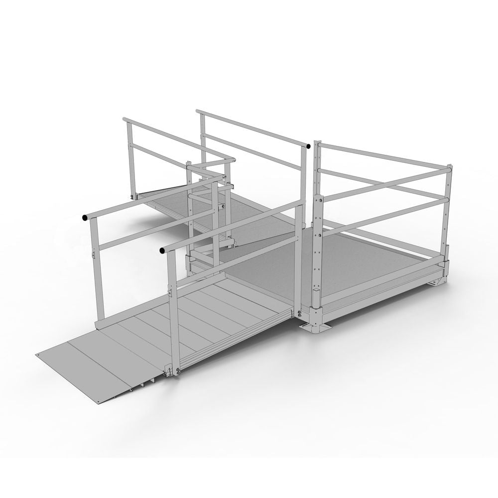 Silver Spring Clearway L-Shaped Modular Ramp | Model SSS10L55T | 36" W x 10' L | 1,000 lb Capacity | For Wheelchair, Scooter & Mobility Access Ramp
