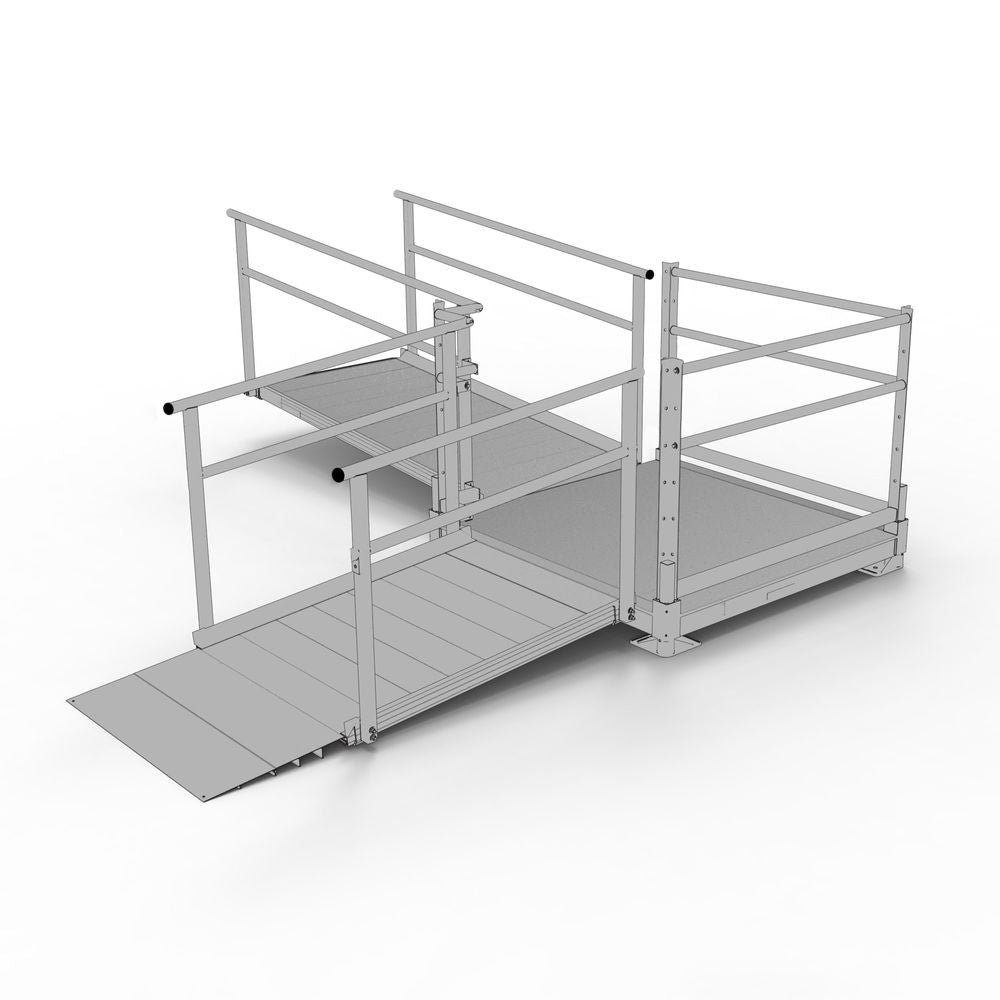 Silver Spring Clearway L-Shaped Modular Ramp | Model SSS11L44T | 36" W x 11' L | 1,000 lb Capacity | For Wheelchair, Scooter & Mobility Access