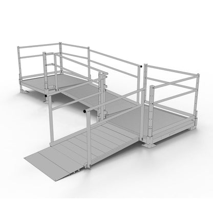 Silver Spring Clearway L-Shaped Modular Wheelchair Ramp | Model SSS11L44TT | 36" W x 11' L | 1,000 lb Capacity | For Wheelchair & Scooter Access