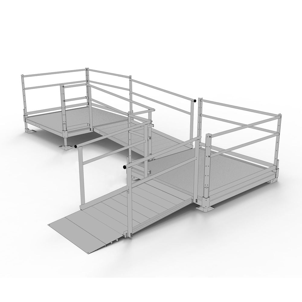 Silver Spring Clearway L-Shaped Modular Ramp | Model SSS11L55TT | 36" W x 11' L | 1,000 lb Capacity | For Wheelchair, Scooter & Mobility Access Ramp
