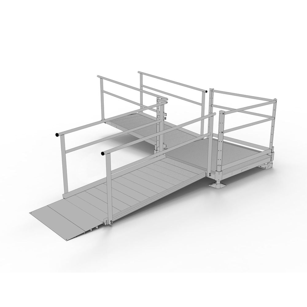 Silver Spring Clearway L-Shaped Modular Ramp | Model SSS12L44T | 36" W x 12' L | 1,000 lb Capacity | For Wheelchair, Scooter & Mobility Access