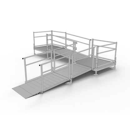 Silver Spring Clearway L-Shaped Modular Ramp with 4' Platform & Turn | Model SSS17L44TT | 36" W x 17' L | 1,000 lb Capacity | For Wheelchair, Scooter, & Mobility Access