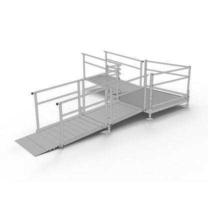 Silver Spring Clearway L-Shaped Modular Ramp with 5' Turn Platform | Model SSS14L55T | 36" W x 14' L | 1,000 lb Capacity | For Wheelchairs, Scooters, and Mobility Access
