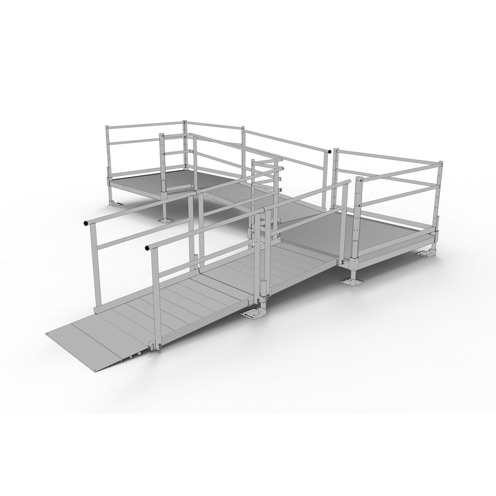 Silver Spring Clearway L-Shaped Modular Ramp | Model SSS14L55TT | 36" W x 14' L | 1,000 lb Capacity | For Scooters, Wheelchairs & Mobility Access