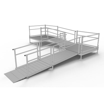 Silver Spring Clearway L-Shaped Modular Ramp | Model SSS16L55TT | 36" W x 16' L | 1,000 lb Capacity | For Wheelchair & Mobility Access Ramp